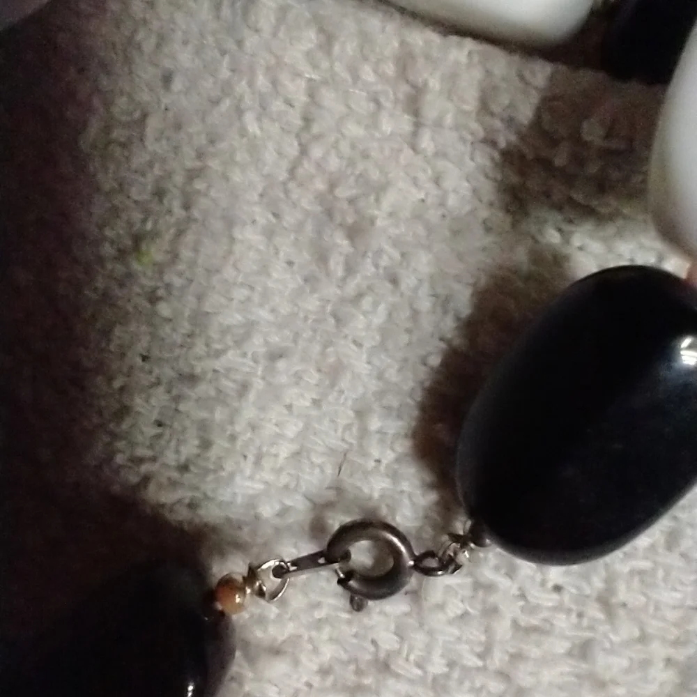 Black white beaded necklace